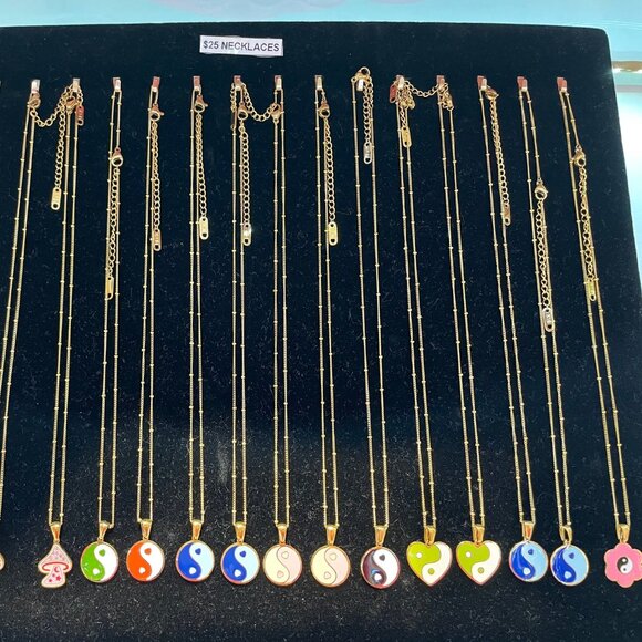 Jewelry - Yin and Yang & Mushroom Necklaces - Gold Plated Stainless Steel Jewelry